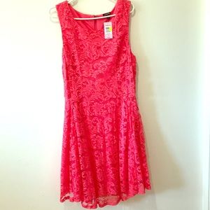 Sleeveless coral lace dress NWT